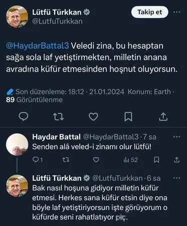 Küfürbaz Lütfü Türkkan’dan yeni edepsizlik!