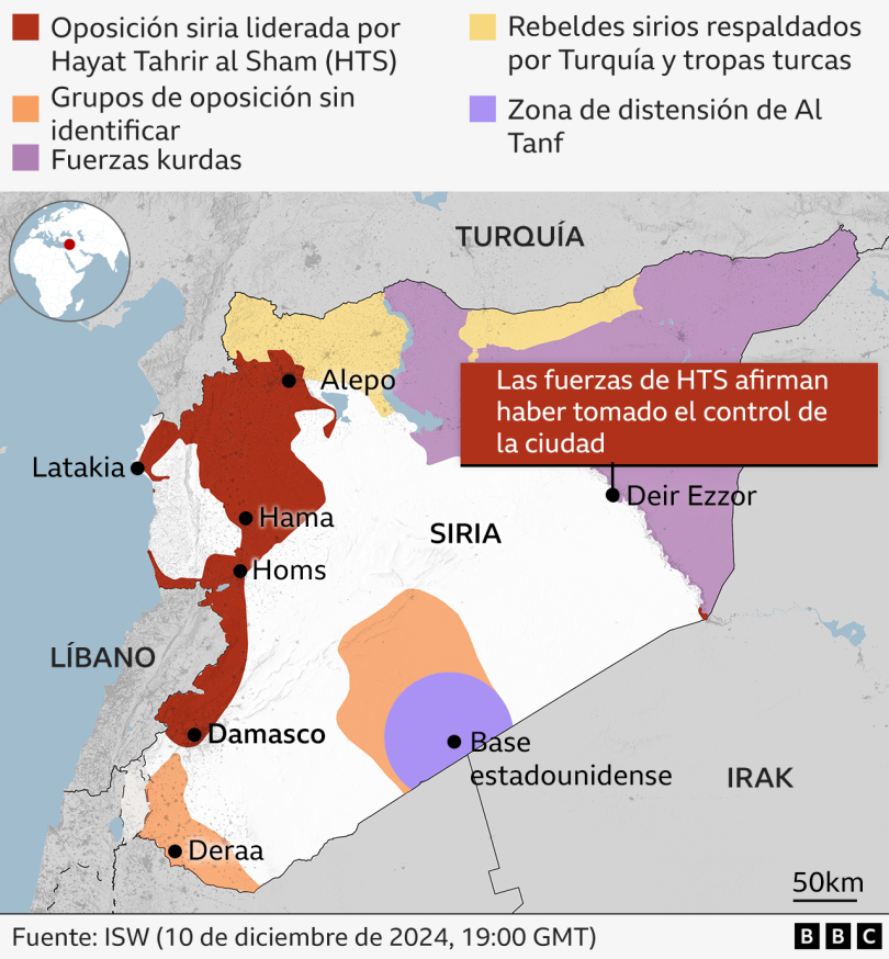 Maps that show how the different rebel groups operating in Syria divide the territory